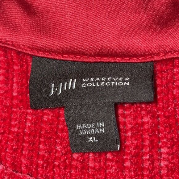 J.Jill Wearever XL Chenille Tunic Pullover Boat Neck Red Side Vents Long Sleeve - Picture 4 of 12